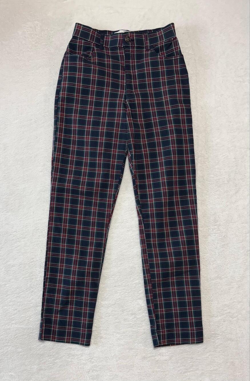 Hollister Pants Womens XS Blue Green Red Plaid Ultra High-Rise Advanced Stretch